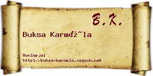 Buksa Karméla névjegykártya